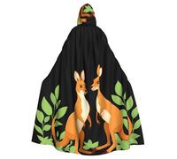 YYHWHJDE Cape à capuche pour adulte motif kangourous au milieu des feuilles - Très grande cape à capuche sans fermeture éclair