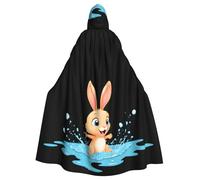 YYHWHJDE Cape à capuche pour adulte Motif Little Rabbit Stepping Into The Puddle Pattern Halloween Pour jeux de rôle, costumes de scène, fêtes Entretien facile