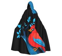 YYHWHJDE Cape à capuche pour adulte Motif oiseau rouge sur un tronc d'arbre bleu - Très grande cape à capuche sans fermeture éclair