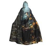 YYHWHJDE Cape à capuche pour adulte Motif oiseaux et fleurs Noir