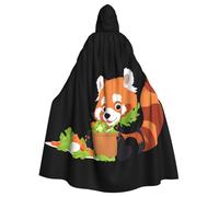 YYHWHJDE Cape à capuche pour adulte motif panda rouge mangeant de la salade sans fermeture éclair, confortable pour les fêtes costumées