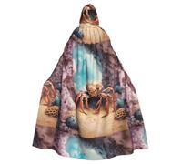 YYHWHJDE Cape à capuche pour adulte Motif petit crabe sous les rochers pour jeux de rôle, costumes de scène, fêtes Entretien facile