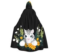 YYHWHJDE Cape à capuche pour adulte Motif petit tigre blanc dans le bouquet - Très grande cape à capuche sans fermeture éclair