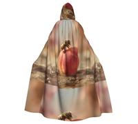 YYHWHJDE Cape à capuche pour adulte motif petite abeille sur pêche, sans fermeture éclair, confortable pour les fêtes costumées
