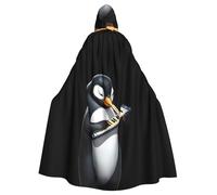 YYHWHJDE Cape à capuche pour adulte motif pingouin jouant de l'harmonica pour Halloween, costume de scène, fêtes facile d'entretien
