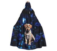 YYHWHJDE Cape à capuche pour adulte motif rose bleue pour jeux de rôle, costumes de scène, fêtes faciles d'entretien