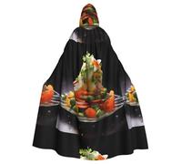 YYHWHJDE Cape à capuche pour adulte Motif salade de légumes spécialisés Halloween Pour jeux de rôle, costumes de scène, fêtes Entretien facile