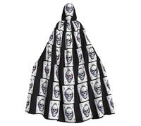 YYHWHJDE Cape à capuche pour adulte Motif tête de mort sur cartes à jouer Halloween pour jeux de rôle, costumes et fêtes à thème
