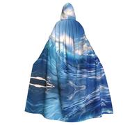 YYHWHJDE Cape à capuche pour adulte Motif vagues de l'océan Bleu