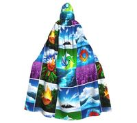 YYHWHJDE Cape à capuche pour homme et femme avec imprimé quatre éléments pour Halloween