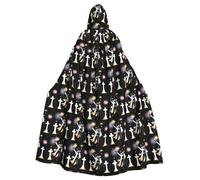 YYHWHJDE Cape à capuche squelette sous un feu d'artifice pour adulte - Pour jeux de rôle, costumes de scène, fêtes - Entretien facile