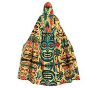 YYHWHJDE Cape à capuche vintage Aloha Tiki pour adulte pour jeux de rôle, costumes et fêtes à thème
