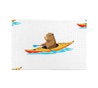 Yyhwhjde Capybara On A Kayak Puzzle éducatif en bois intellectuel pour soulager le stress 1000 pièces