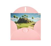 YYHWHJDE Carte de vœux avec image de parcours de golf sur la plage, parfaite pour la Saint-Valentin, un anniversaire de mariage et des invitations de fête Rose