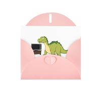 YYHWHJDE Carte de vœux avec imprimé dinosaure rose regardant la télévision 15,2 x 10,2 cm - Design tendance et unique pour diverses occasions