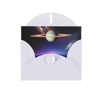 YYHWHJDE Carte de vœux blanche avec impression cosmique Saturne pour Noël, anniversaire d'enfant, Saint-Valentin et invitation à une fête