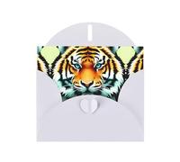 YYHWHJDE Carte de vœux blanche avec impression tête de tigre pour Noël, anniversaire d'enfant, Saint-Valentin et invitation à une fête