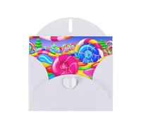 YYHWHJDE Carte de vœux blanche avec imprimé « Candy Land » pour Noël, un anniversaire d'enfant, la Saint-Valentin et une invitation à une fête