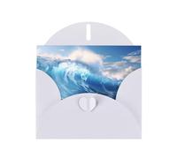YYHWHJDE Carte de vœux blanche avec imprimé vagues de l'océan bleu pour Noël, anniversaire d'enfant, Saint-Valentin et invitation à une fête