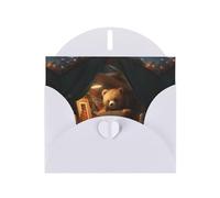 YYHWHJDE Carte de vœux blanche avec motif « A little bear learning knowledge » pour fête d'anniversaire festive