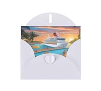 YYHWHJDE Carte de vœux blanche avec motif bateau de croisière pour Noël, anniversaire d'enfant, Saint-Valentin et invitation à une fête