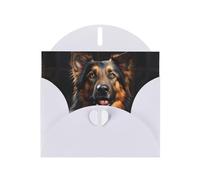 YYHWHJDE Carte de vœux blanche avec motif berger allemand, parfaite pour la Saint-Valentin, un anniversaire de mariage et des invitations de fête