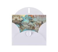 YYHWHJDE Carte de vœux blanche avec motif carte du monde pour Noël, anniversaire d'enfant, Saint-Valentin et invitation à une fête
