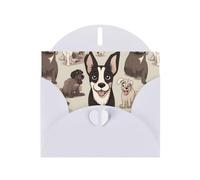YYHWHJDE Carte de vœux blanche avec motif chiot sortant de la langue pour Noël, anniversaire d'enfant, Saint-Valentin et invitation à une fête