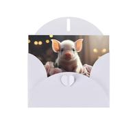 YYHWHJDE Carte de vœux blanche avec motif de jeune cochon mignon pour Noël, anniversaire d'enfant, Saint-Valentin et invitation à une fête