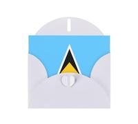 YYHWHJDE Carte de vœux blanche avec motif drapeau de Sainte-Lucie parfaite pour la Saint-Valentin, un anniversaire de mariage et des invitations de fête