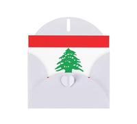 YYHWHJDE Carte de vœux blanche avec motif drapeau du Liban, parfaite pour la Saint-Valentin, un anniversaire de mariage et des invitations de fête