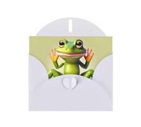 YYHWHJDE Carte de vœux blanche avec motif grenouille faisant du yoga pour Noël, un anniversaire d'enfant, la Saint-Valentin et une invitation à une fête