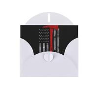 YYHWHJDE Carte de vœux blanche avec motif hache de pompier, ligne rouge, parfaite pour la Saint-Valentin, un anniversaire de mariage et des invitations de fête