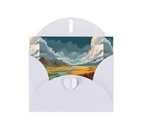 YYHWHJDE Carte de vœux blanche avec motif paysage le long du chemin pour Noël, anniversaire d'enfant, Saint-Valentin et invitation à une fête
