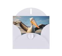 YYHWHJDE Carte de vœux blanche avec motif pélican amusant pour Noël, anniversaire d'enfant, Saint-Valentin et invitation à une fête