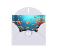 YYHWHJDE Carte de vœux blanche avec motif poisson corail sous l'eau pour Noël, anniversaire d'enfant, Saint-Valentin et invitation à une fête