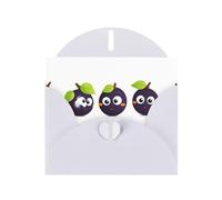 YYHWHJDE Carte de vœux blanche avec trois jolis petits pruneaux Idéal pour la Saint-Valentin, un anniversaire de mariage et des invitations de fête