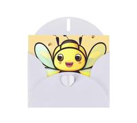 YYHWHJDE Carte de vœux blanche imprimée abeille jaune pour Noël, anniversaire d'enfant, Saint-Valentin et invitation à une fête
