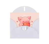 YYHWHJDE Carte de vœux blanche Le petit cochon amoureux pour fête d'anniversaire festive Invitation