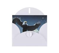 YYHWHJDE Carte de vœux blanche motif aigle sous les étoiles pour Noël, anniversaire d'enfant, Saint-Valentin et invitation à une fête