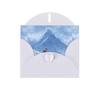 YYHWHJDE Carte de vœux blanche motif cerf sous la montagne enneigée pour Noël, anniversaire d'enfant, Saint-Valentin et invitation à une fête