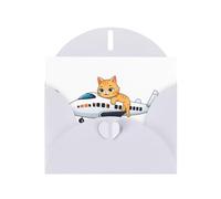 YYHWHJDE Carte de vœux blanche motif chat dans l'avion pour fête d'anniversaire festive invitation