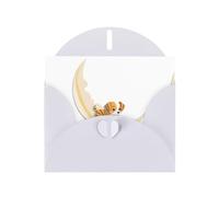 YYHWHJDE Carte de vœux blanche Motif chiot tigre sur la lune Idéal pour la Saint-Valentin, un anniversaire de mariage et des invitations de fête