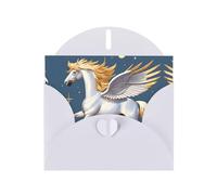 YYHWHJDE Carte de vœux blanche motif pégase doré pour fête d'anniversaire festive invitation