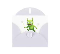 YYHWHJDE Carte de vœux blanche motif petit monstre chassant des pissenlits pour Noël, anniversaire d'enfant, Saint-Valentin et invitation à une fête