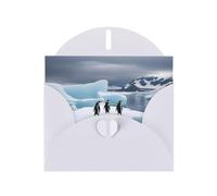 YYHWHJDE Carte de vœux blanche motif pingouins sur l'iceberg pour fête d'anniversaire festive
