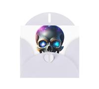 YYHWHJDE Carte de vœux blanche motif tête de mort sur la galaxie pour fête d'anniversaire festive invitation