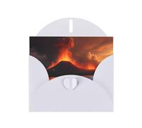 YYHWHJDE Carte de vœux blanche Motif volcan Kilauea en éruption pour fête d'anniversaire