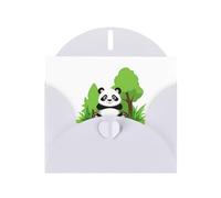 YYHWHJDE Carte de vœux blanche Panda dans un manoir vert pour invitation à une fête d'anniversaire festive