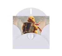YYHWHJDE Carte de vœux blanche Petit canard jouant de l'orgue pour Noël, anniversaire d'enfant, Saint-Valentin et invitation à une fête